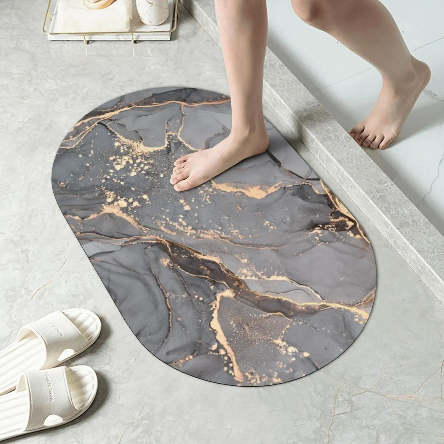 wholesale quick-drying custom logo foldable fast dry foot floor marble diatom water absorbent bath room mat rug for bathroom