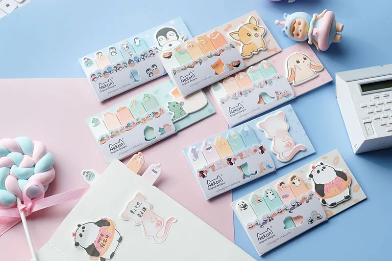 Nekoni Hot Sale Sticky Notes Pad Memo Pad Animal Self-Stick Note Pads Paper Index Bookmark Cute Kawaii Memo Note