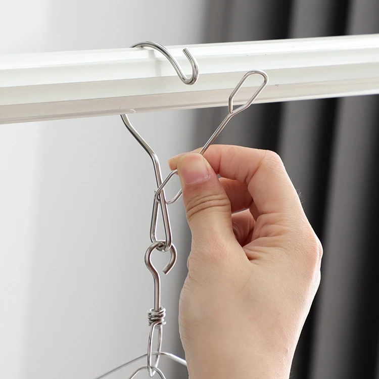 Multifunctional 2.7mm wire frame stainless steel hanger for socks underwear clothes hanger rack with 30 clips
