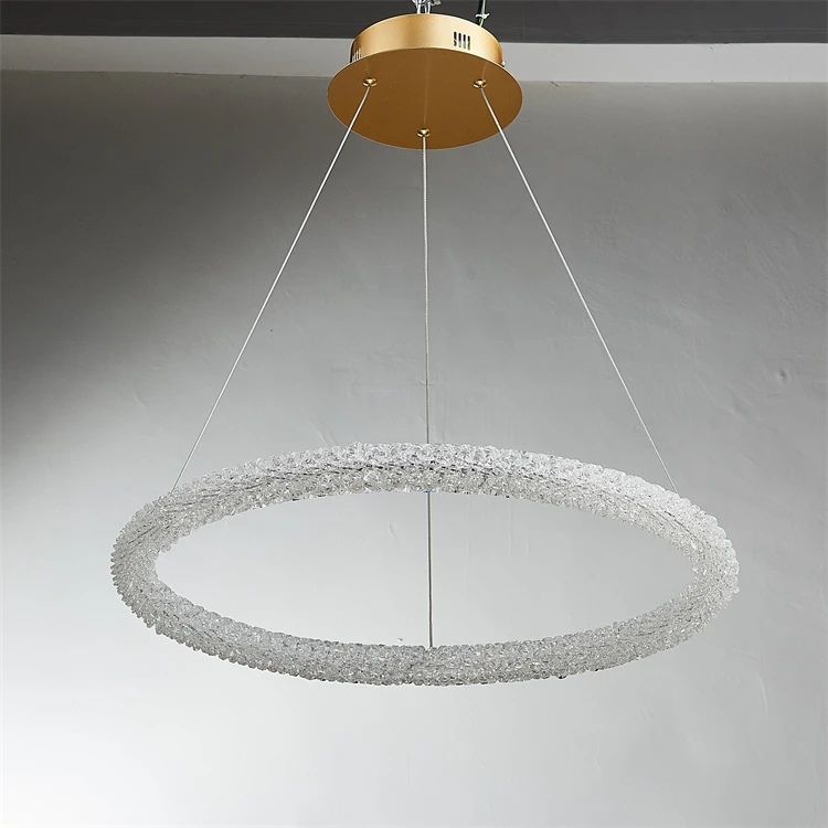 Factory Direct WholeSale Hotel Lobby LED Circle Pendant Light Contemporary Luxury Crystal Chandelier