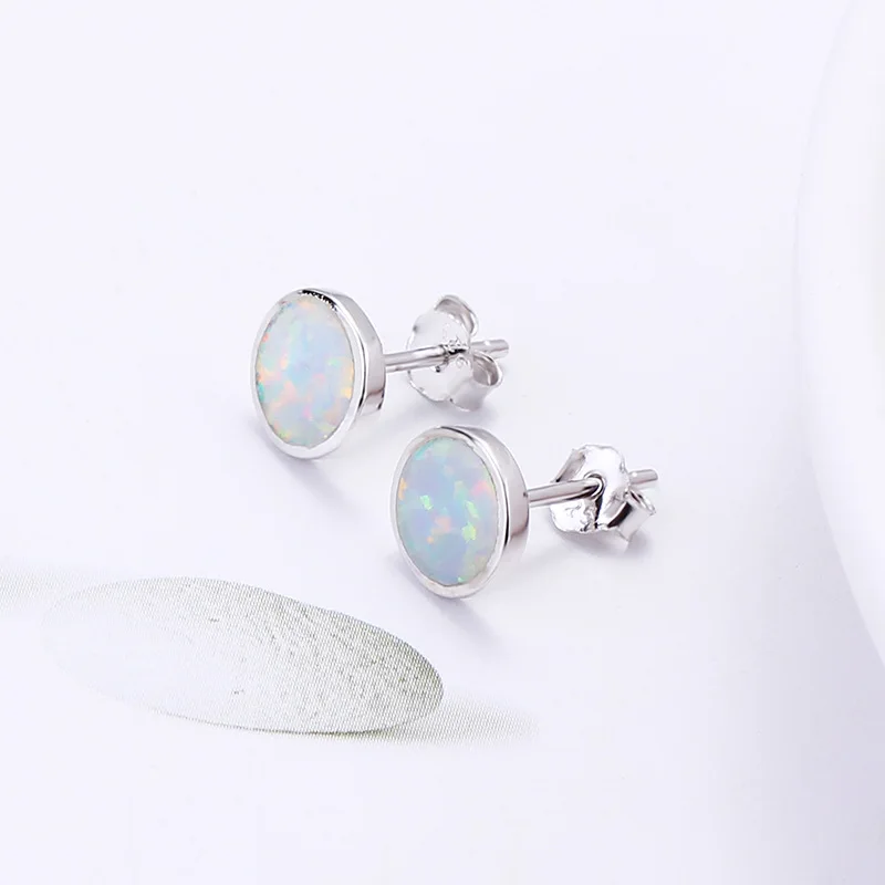 5/7mm Fine Jewelry Vintage Earrings 925 Sterling Sliver Cartilage Piercing Stud Opal Earrings