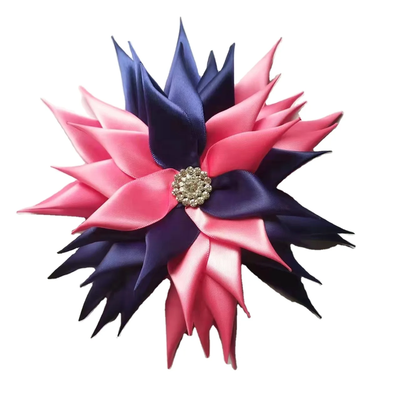 Custom ribbon flower with pins&clips,2 colors satin flower large corsage flower