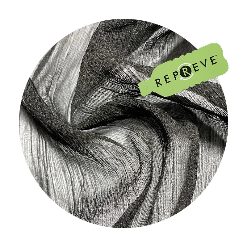 100 % Recycled Polyester Material Black Veil Voile Fabric Crepe Thin Polyester Yarn Chiffon Fabric