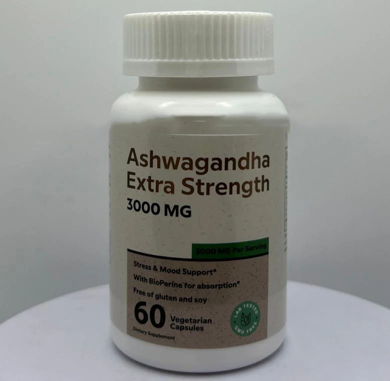Stock Nature Herbal Ashwagandha supplements support health campaign Ashwagandha Extra Strengt 3000mg Capsules manufacturer