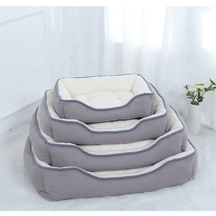 Source Factory Hot Selling Lovely Plush Grey Washable Memory Foam Sponge Animal Pet Dog Bed
