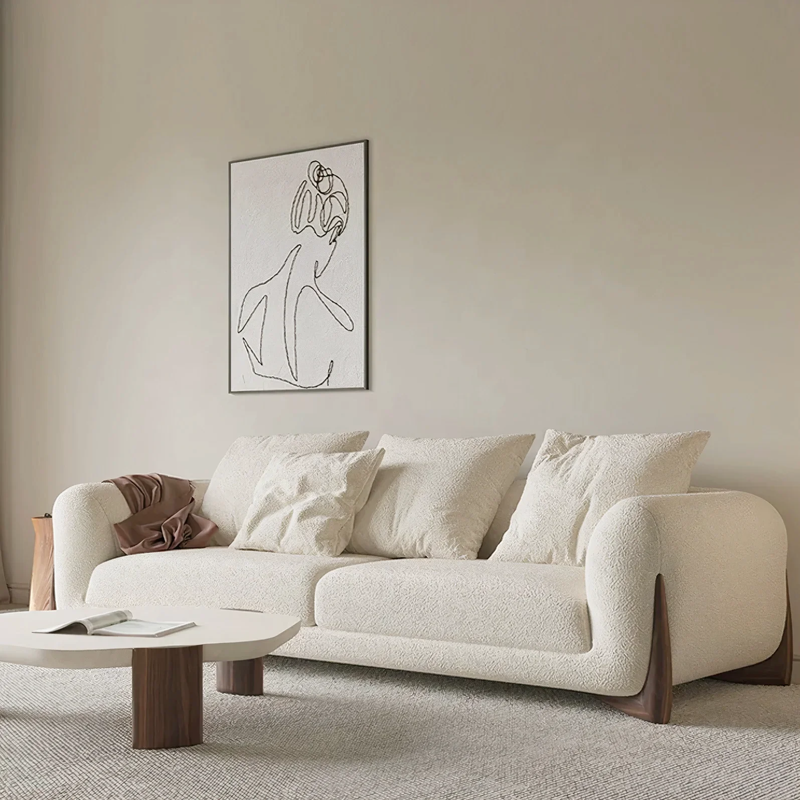 Japanese Style Small Household Home Luxury Sectional Sofa Set Teddy Velvet Settee Sofas Couch Hotel Living Room Furniture