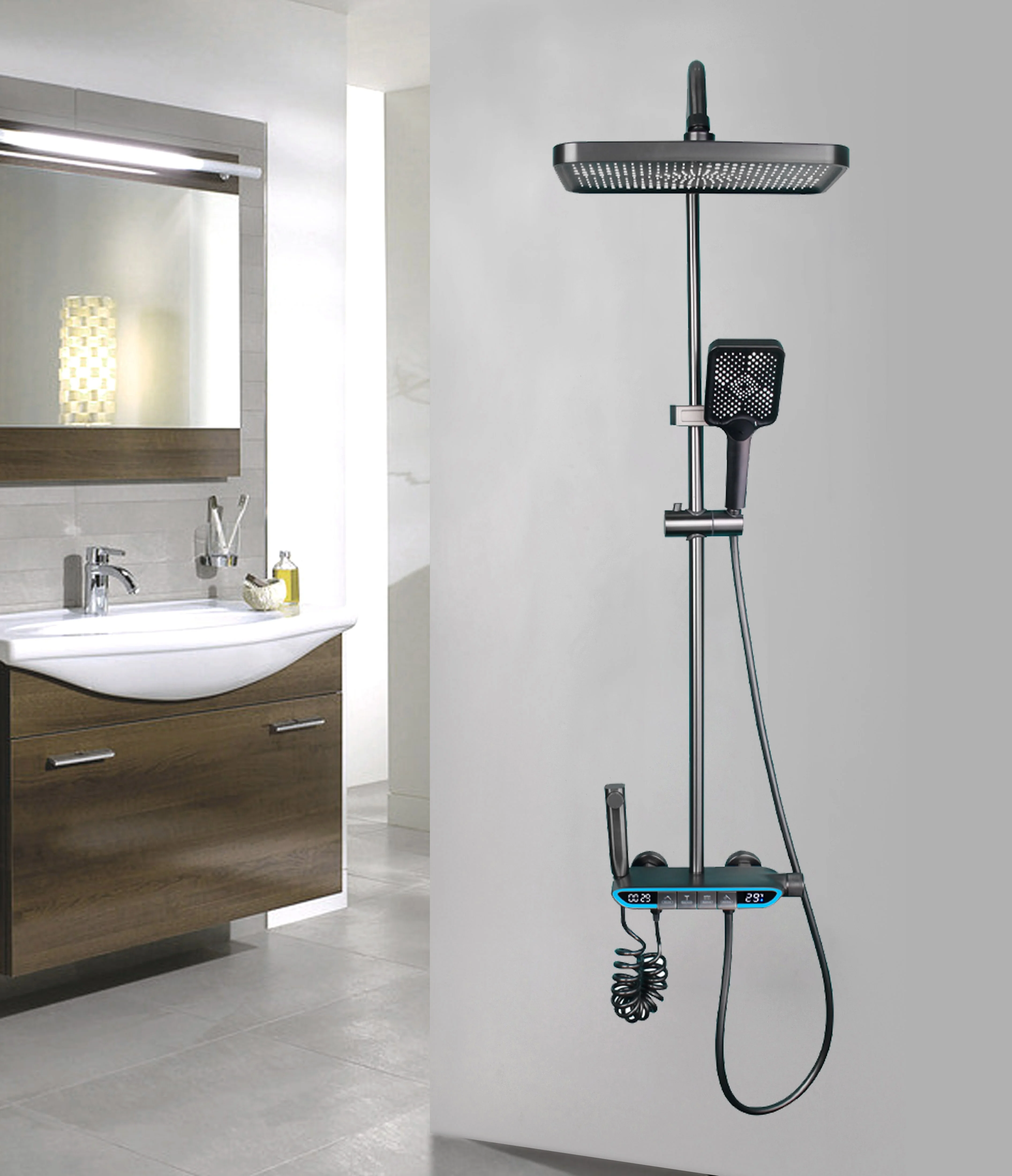 Piano Key Set Factory Direct Sales Luxury Shower Room Set  Bathroom Digital Display Screen  Piano Key Shower Set