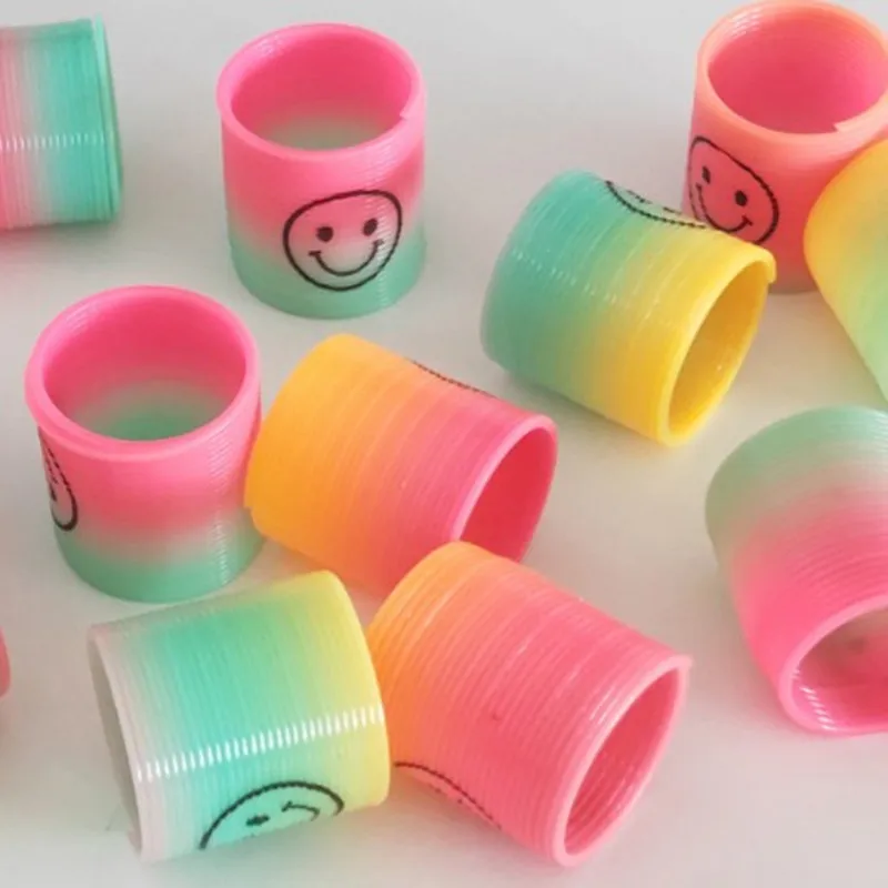 Small Plastic Rainbow Smiling Face Spring Coil Toys Magic Spring classic Educational Gift For Kids
