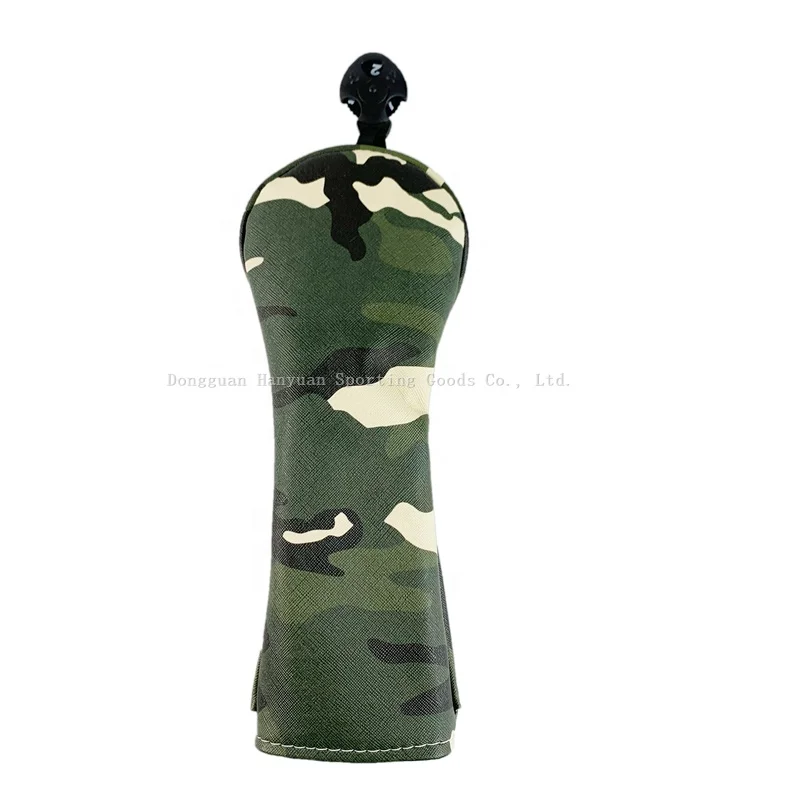 Golf club headcovers driver fairway wood hybrid ut Camouflage PU Leather club cover Protect custom Green 135UT nylon