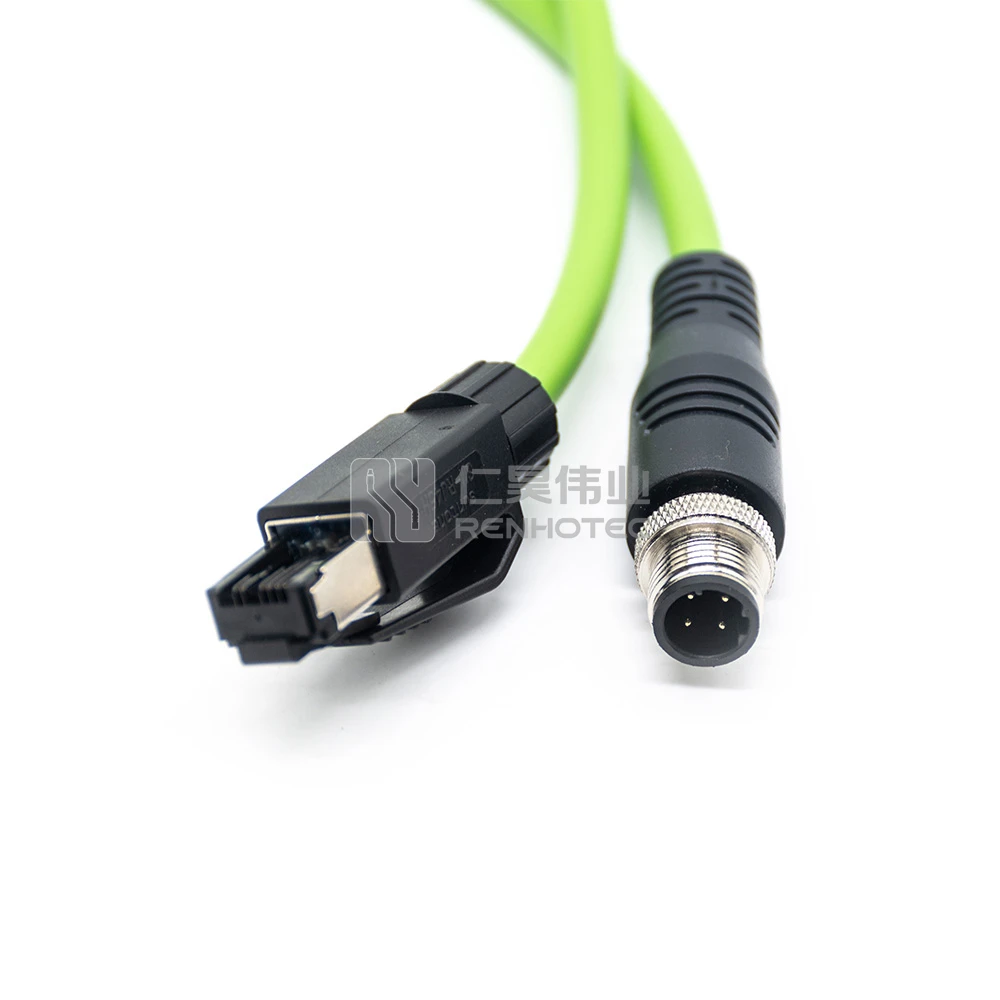 M12 4-Контактный Штекер D-код к RJ45 Crodset PROFINET CAT5E кабель для промышленного подключения Ethernet