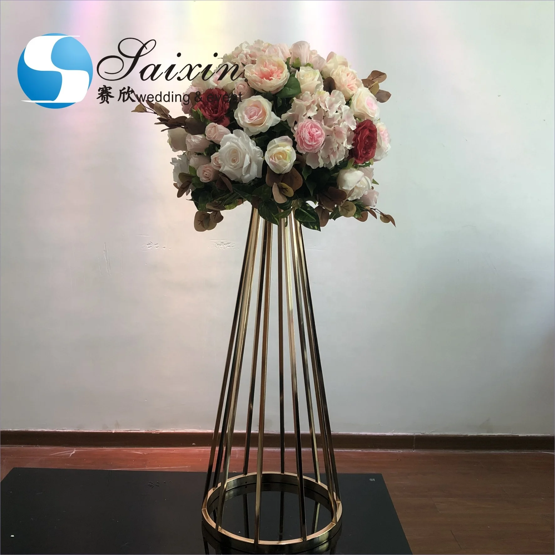 ZT-417G  Hot selling  gold metal flower stand for wedding table centerpieces