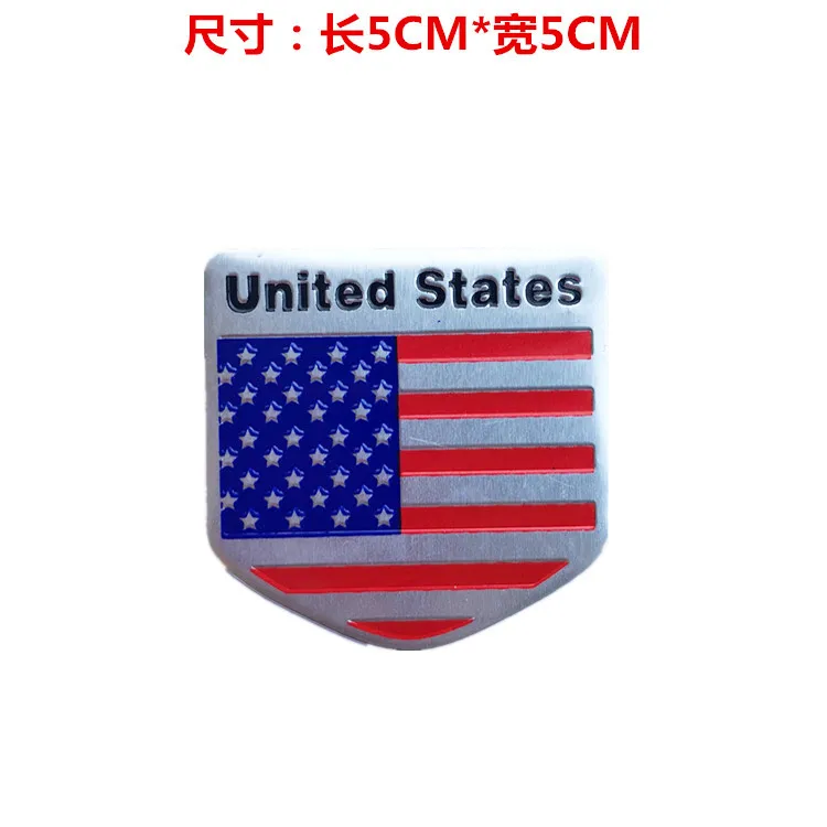 Many Nation flag metal car stickers on stick cheap price aluminum emblem small size custom logo Applicable to American flag