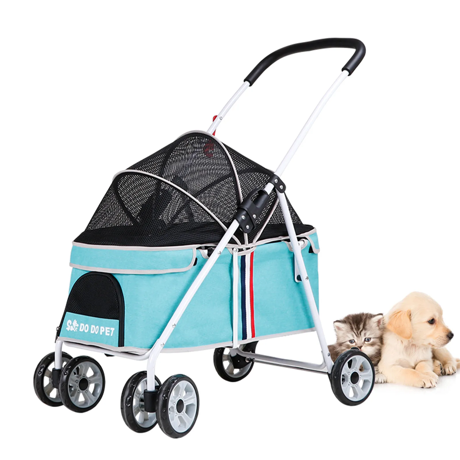 Pet Dog Stroller Dogs Carrier For Pets Cats Bags Foldable Strolling Cart Four Wheels for