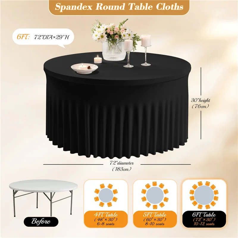 White stretch round table skirt hotel banquet birthday sun skirt conference tablecloth