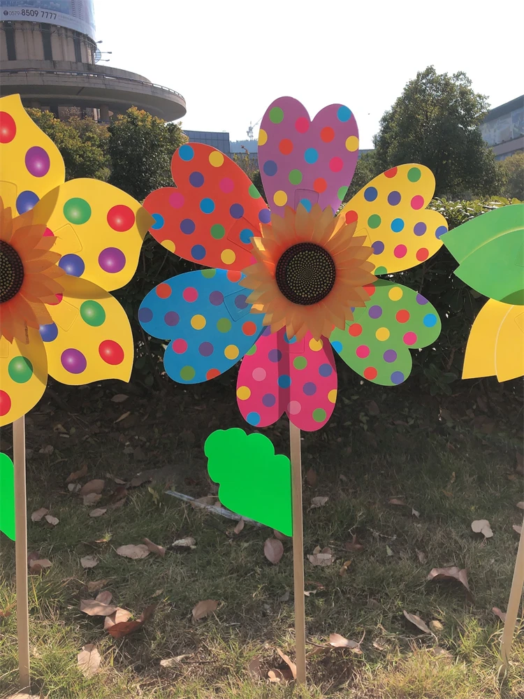 Игрушечная ветряная мельница в форме цветка с деревянными рейками, декоративные ветряные мельницы из ткани в различных сценах