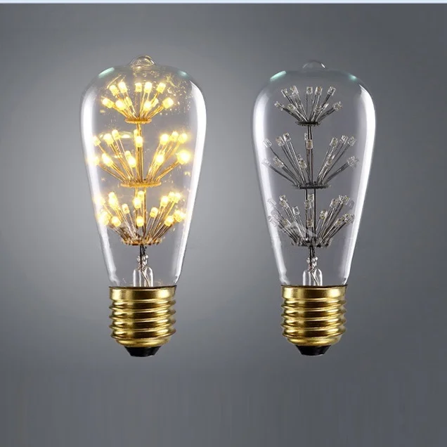 Новый продукт светодиодный фейерверк лампа накаливания в винтажном стиле Эдисона светодиодная Звездная 3 Вт 220 В декоративная ST64