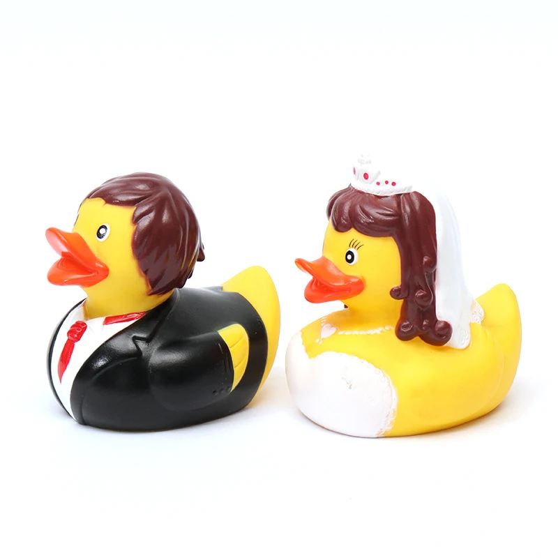 Party Art Decorations 3 Inch 7cm 8 Cm Floating Vinyl Toy Yellow Bride Groom Wedding Rubber Ducks