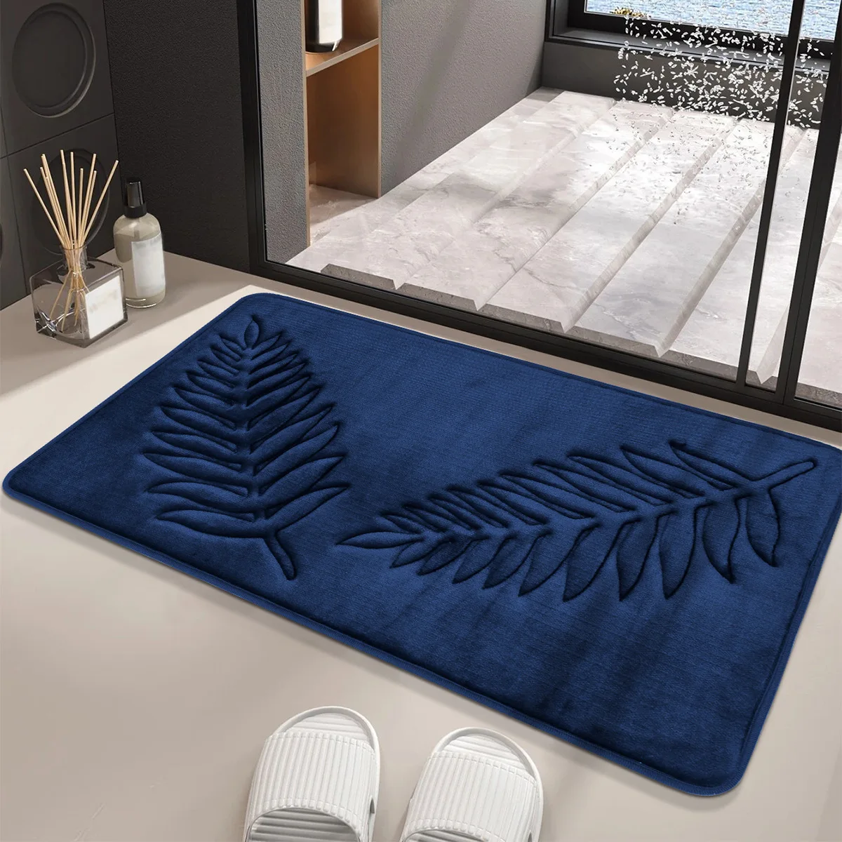 TOP seller   Higher quality wholesale leaf 2 piece Memory Foam   bath mat set 3pcs bathroom rug sets Toilet U-Shape Mat