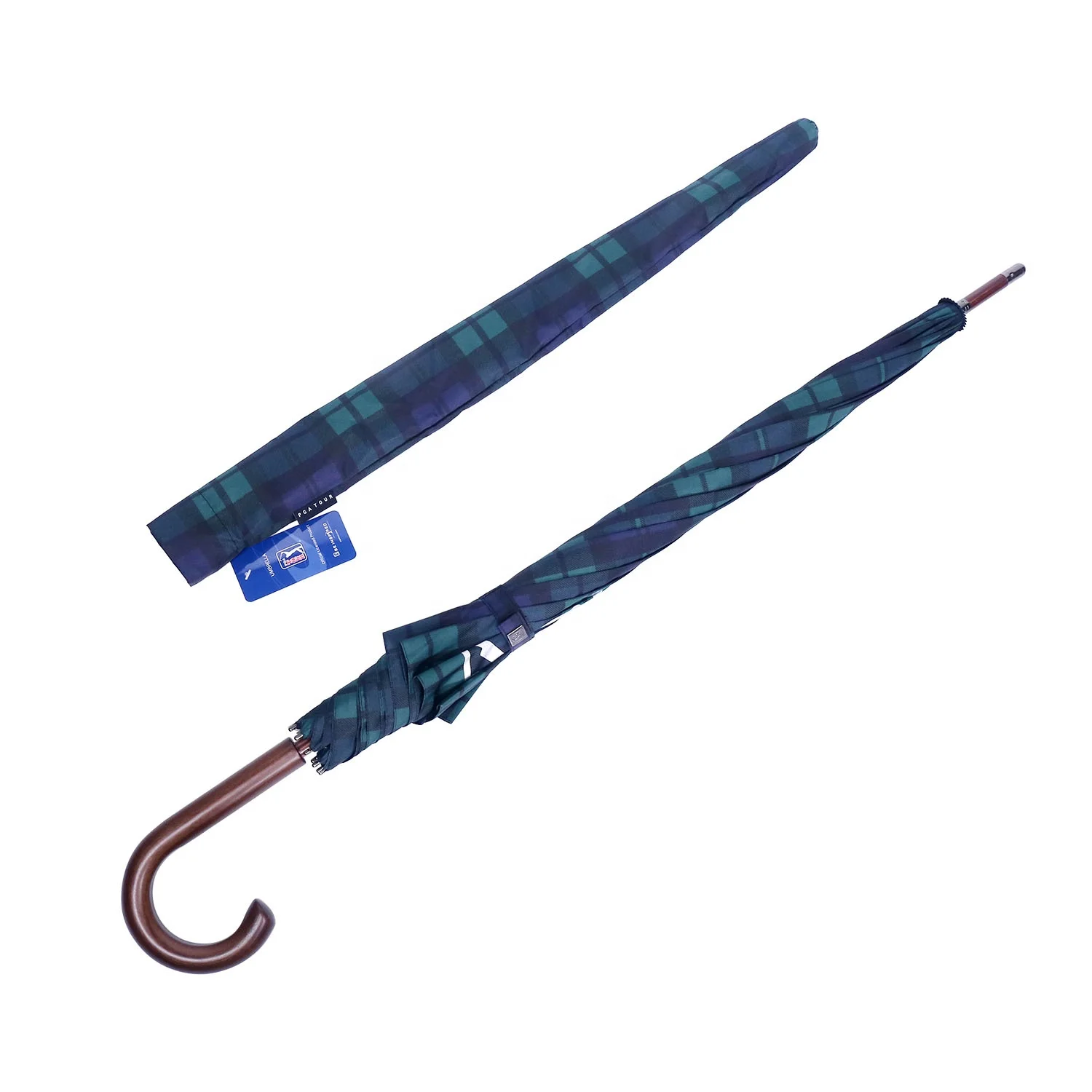 23 inch straight auto open umbrella with wooden shaft umbrella and wooden handle umbrella