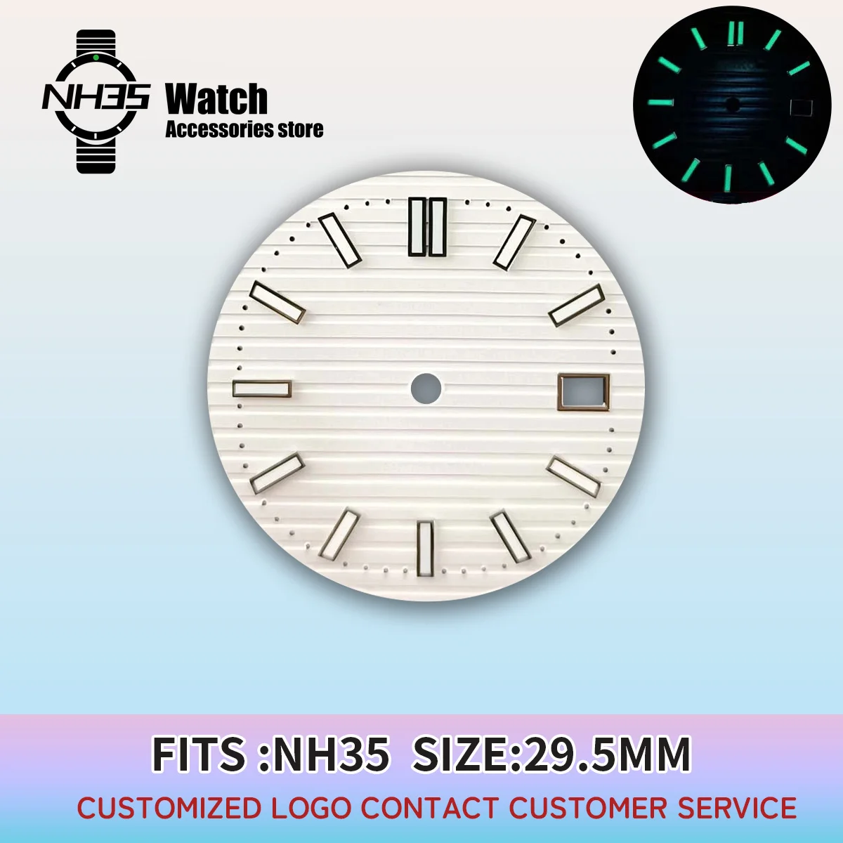NH35 Dial for Seiko Nautilus Case 29.5mm Fit NH35A Automatic Movement Support Custom LOGO Green Luminous Blue Black Color Watch
