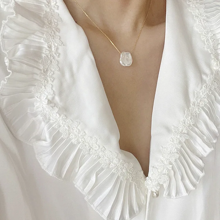  Exquisite 925 silver Korean jewelry gold plated fashion irregular baroque natural fresh water pearl