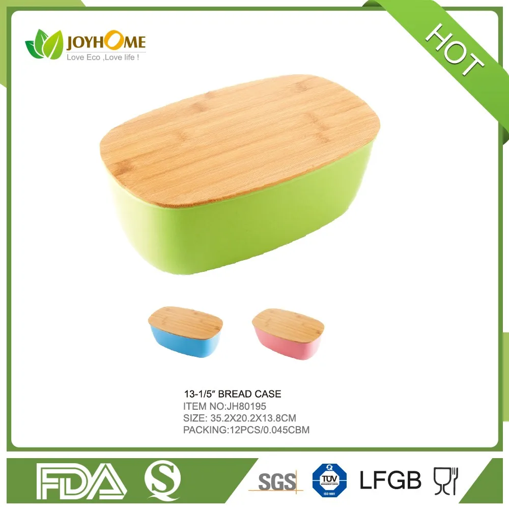 
Joyhome eco friendly Customized bamboo fiber bread bin box with bamboo lid bento lunch box 