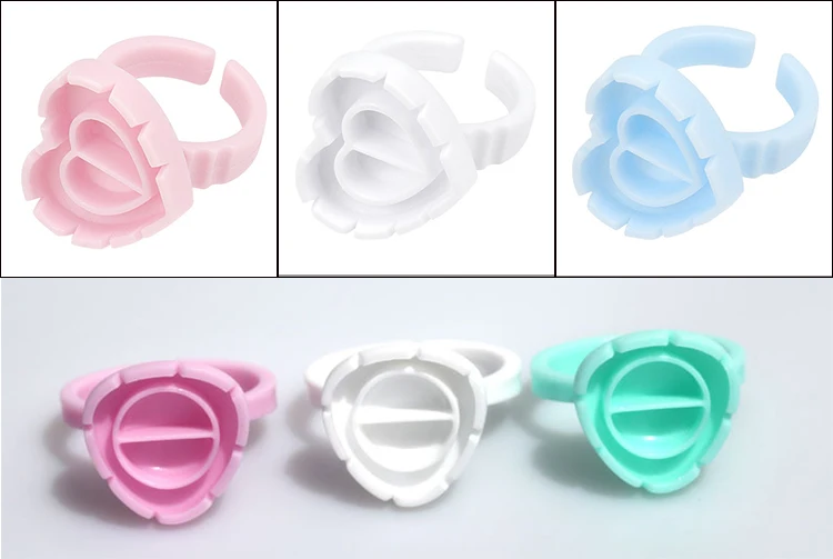 Pink Permanent Makeup Adhesive Pigment Microblading Tattoo Ink Disposable Holder lash Glue Ring Cup Eyelash Extension Tools