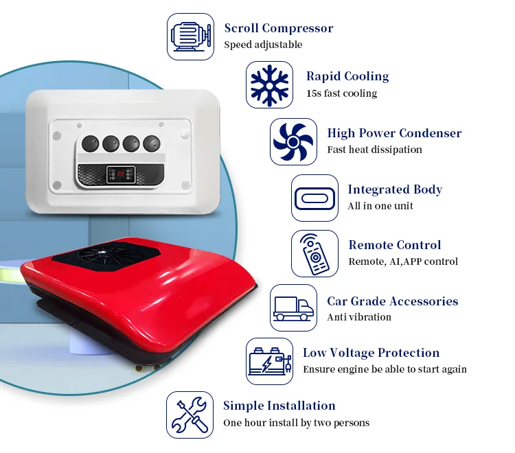 Easy installation 24v truck sleeper air conditioning electra air condition for crane tractor