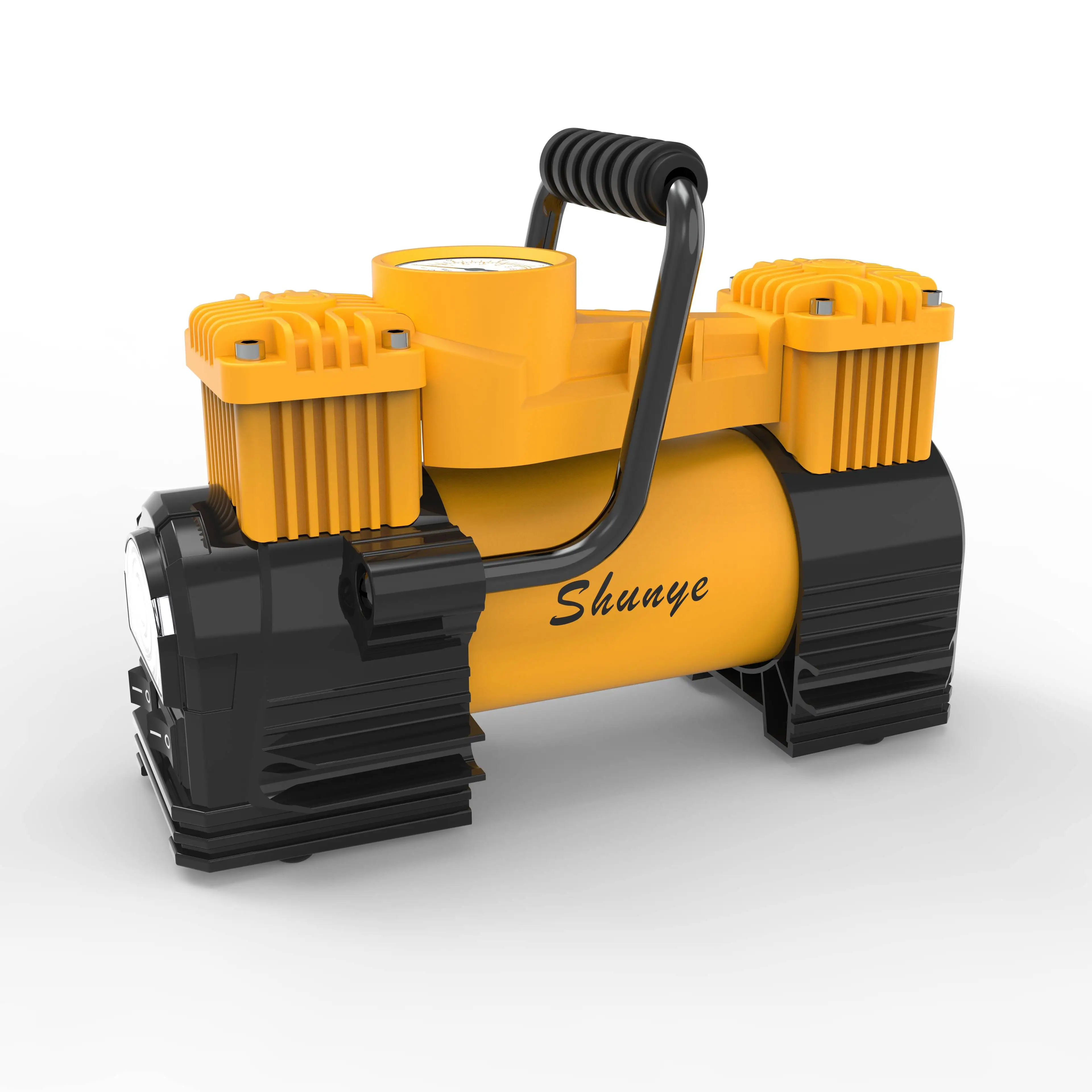 New Double Cylinder Heavy Duty DC12V Car Air Pump Type Compressor Auto Metal Tire Inflator With LED Light