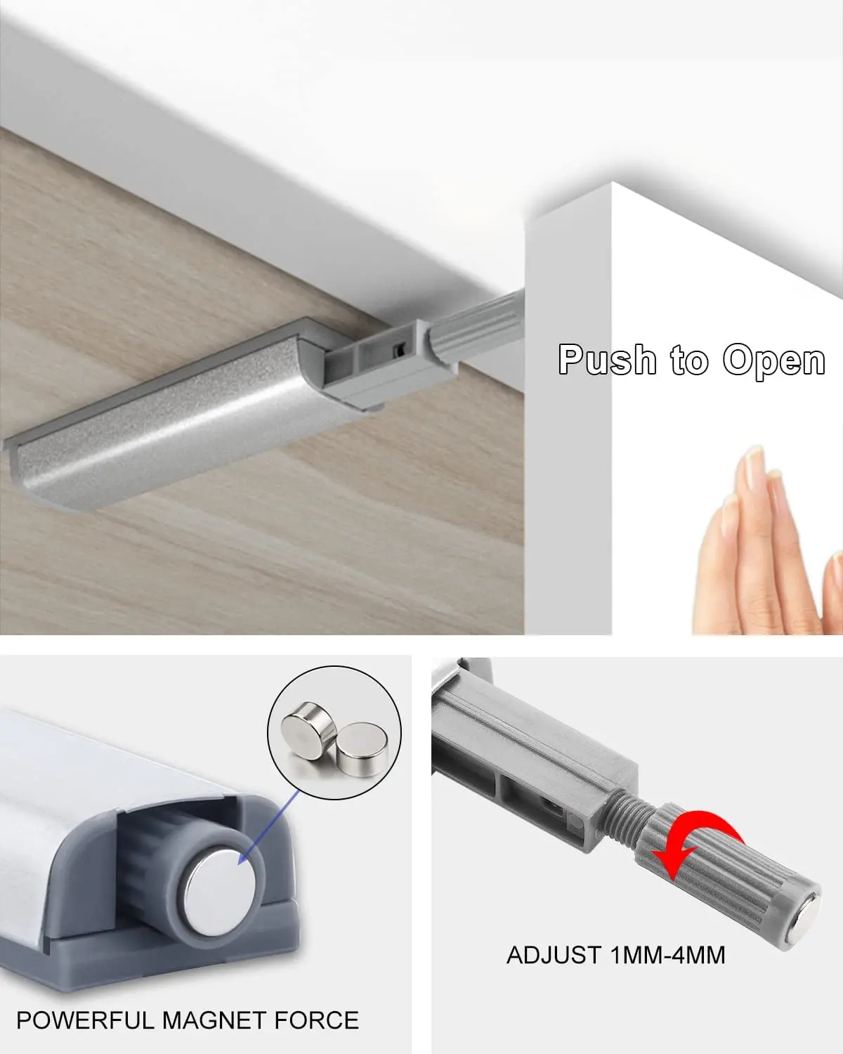 Indoor Drawer Closet Latch Bouncer Self Elastic Closing Cupboard Door Openers Magnetic Latches