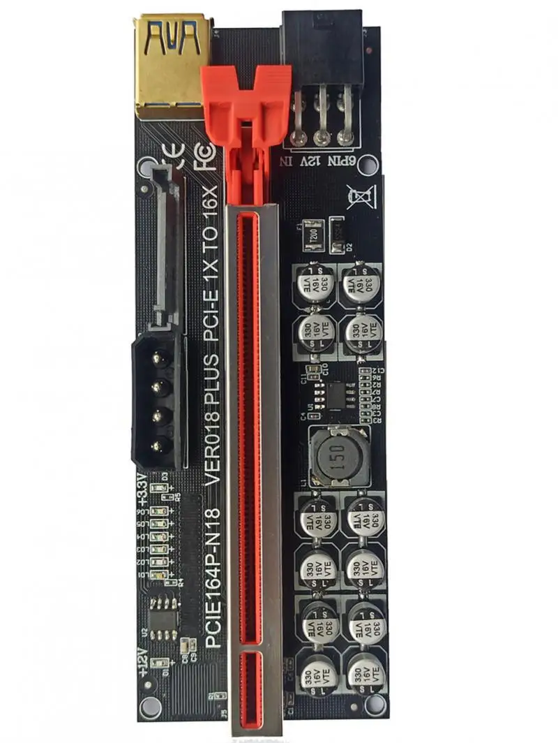 VER018 PLUS PCI-E 1X to 16X USB3.0 60cm Graphics V018 Riser V018 Adapter Card with 12 Solid Capacitors
