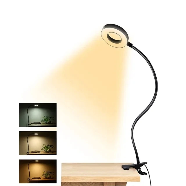48 LEDs Clip on Desk Lamp 360 Flexible Gooseneck Reading Table Light Eye-Caring USB Clamp Books Night Light Study Read Light