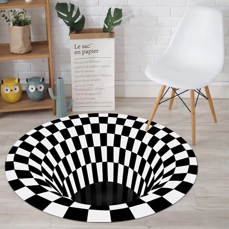 Drop shipping 3D Visual Trap Carpet Round Soft Floor Mat Custom Home Carpet Living Room Bedroom Floor Decoration Door Mat Carpet