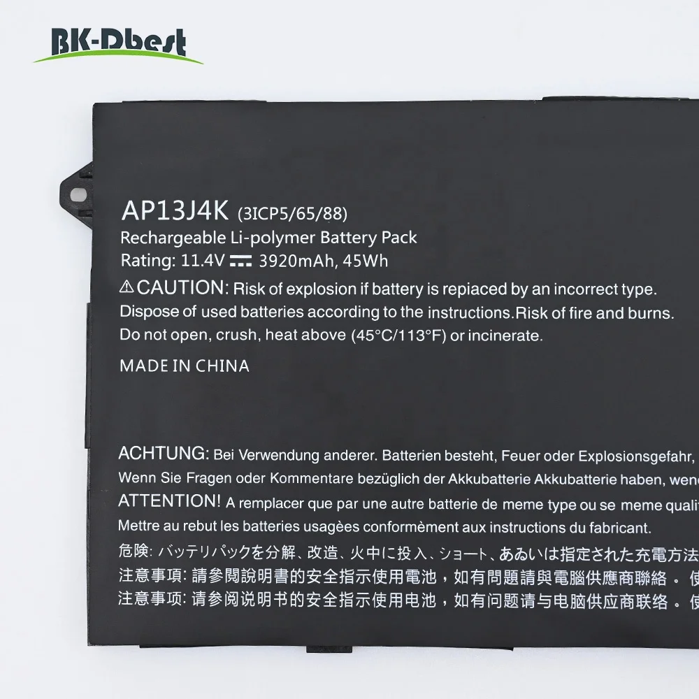 BK-Dbest 11.4v 45wh AP13J4K New Rechargeable Batteries For Acer AP13J4K Chromebook C720 13J4K C720P C740 KT 00304 001