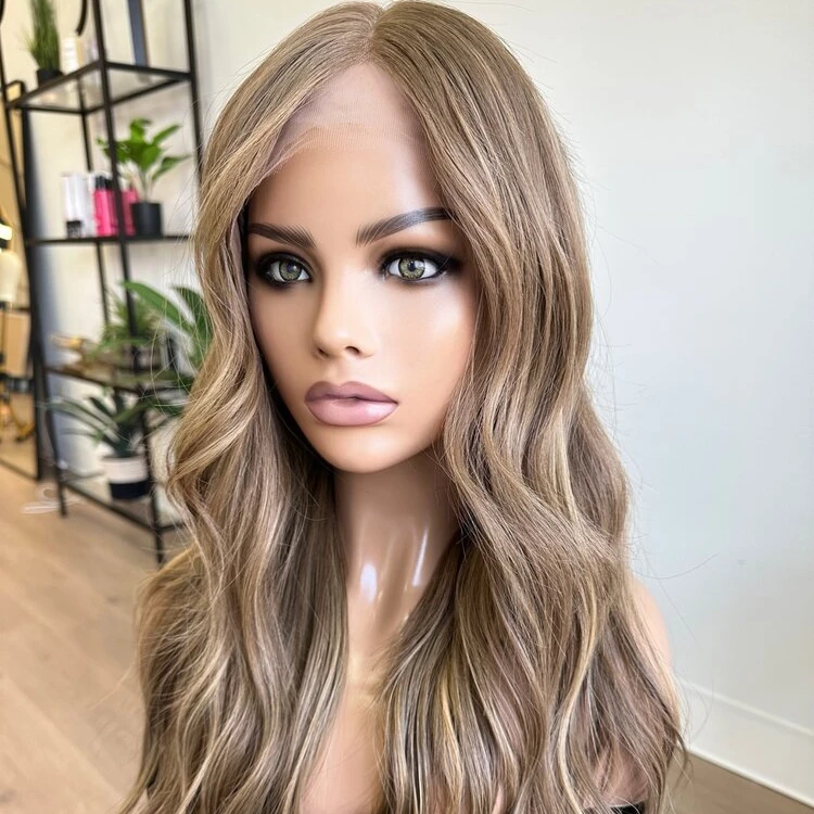 Hot Sale Popular Highlight Brown Invisible HD Full Lace Front Wig Cuticle Aligned European Human Hair Wig For Women Hair Loss