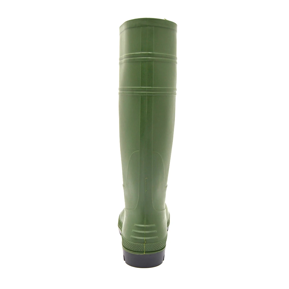 
Green high heels waterproof chemical resistant steel toe safety pvc rain boot for farming 