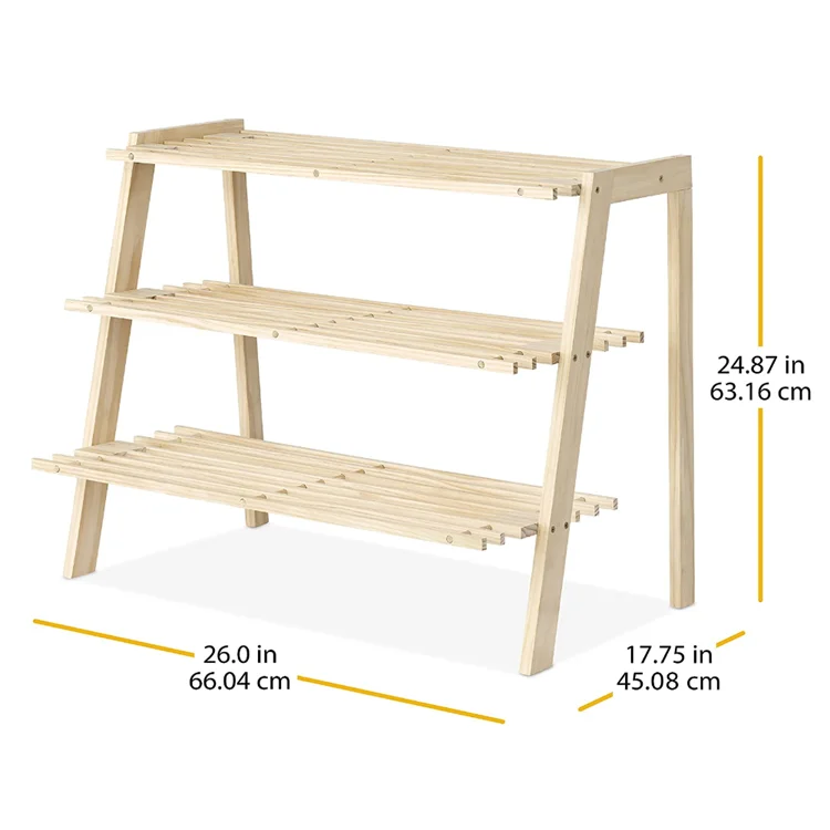 Hot sale 3 tiers foldable free shoe storage organizer rack wooden shoe display stands