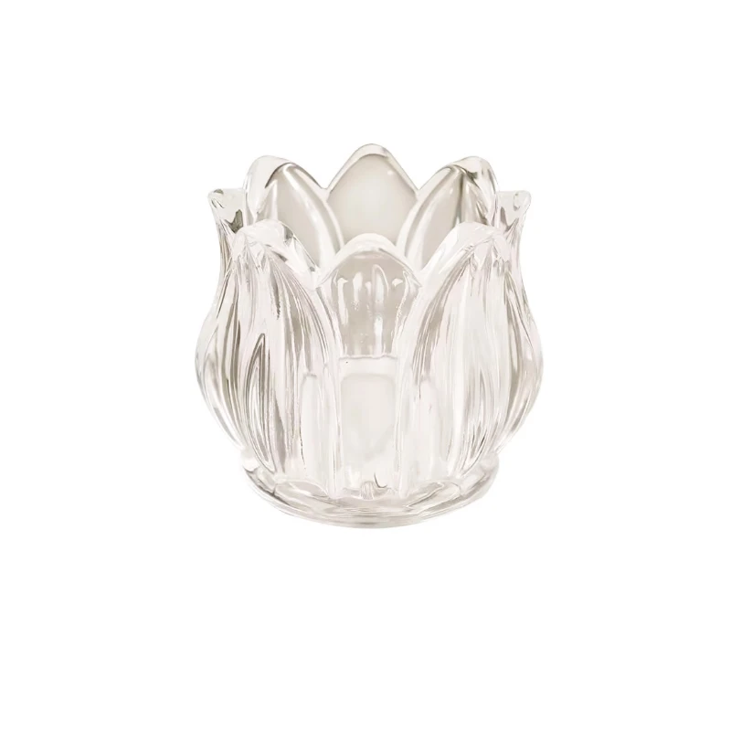 Vintage Romantic Mini Tulip Shape Candlestick Holder Clear Table Decoration for Home or Christmas Cute and Elegant