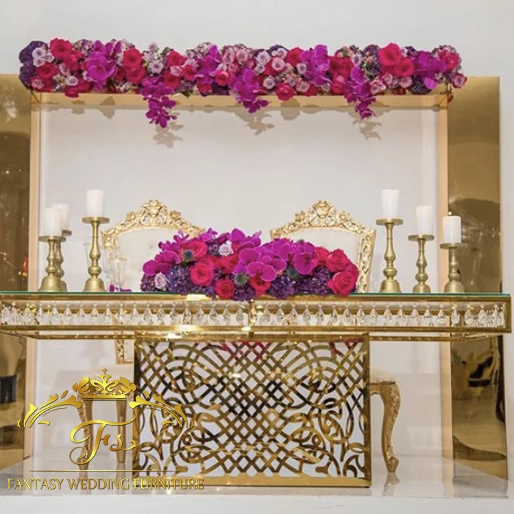 Events supplier stainless steel with glass and crystal led party wedding table