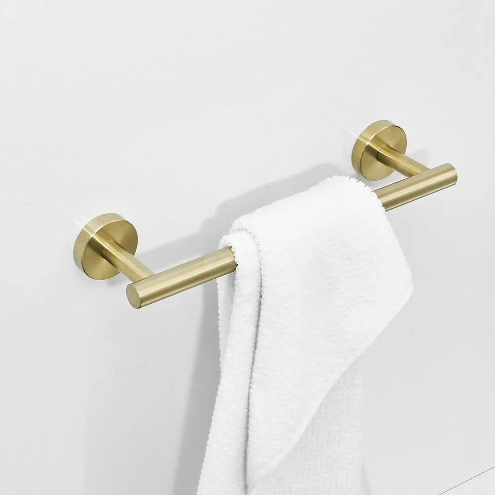Beelee Thicken SUS304 Stainless Steel Gold Bathroom Towel Holder, Bath Towel Bar/Rod for Bathroom