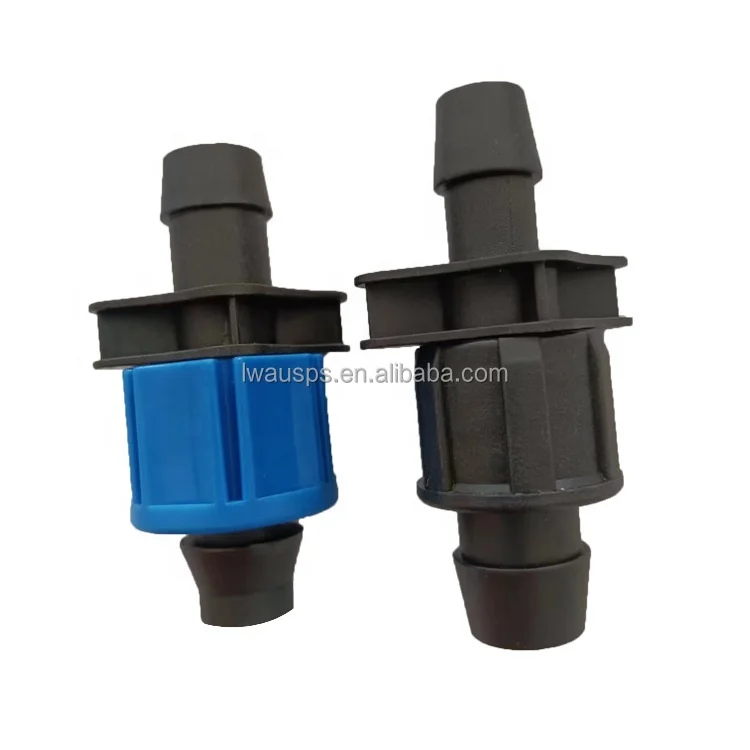 Hot sale 16mm drip tape connector blue lock nut fittings start offtake/bypass for agriculture irrigation system