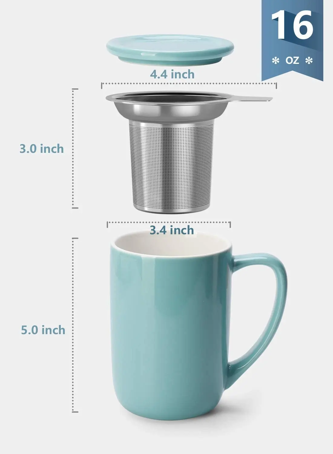 Large 16oz Ceramic Tea Mug with Infuser Lid Single Cup for Loose Tea Brewing 500ml Capacity for Coffee Set Teaware Steeping Cups