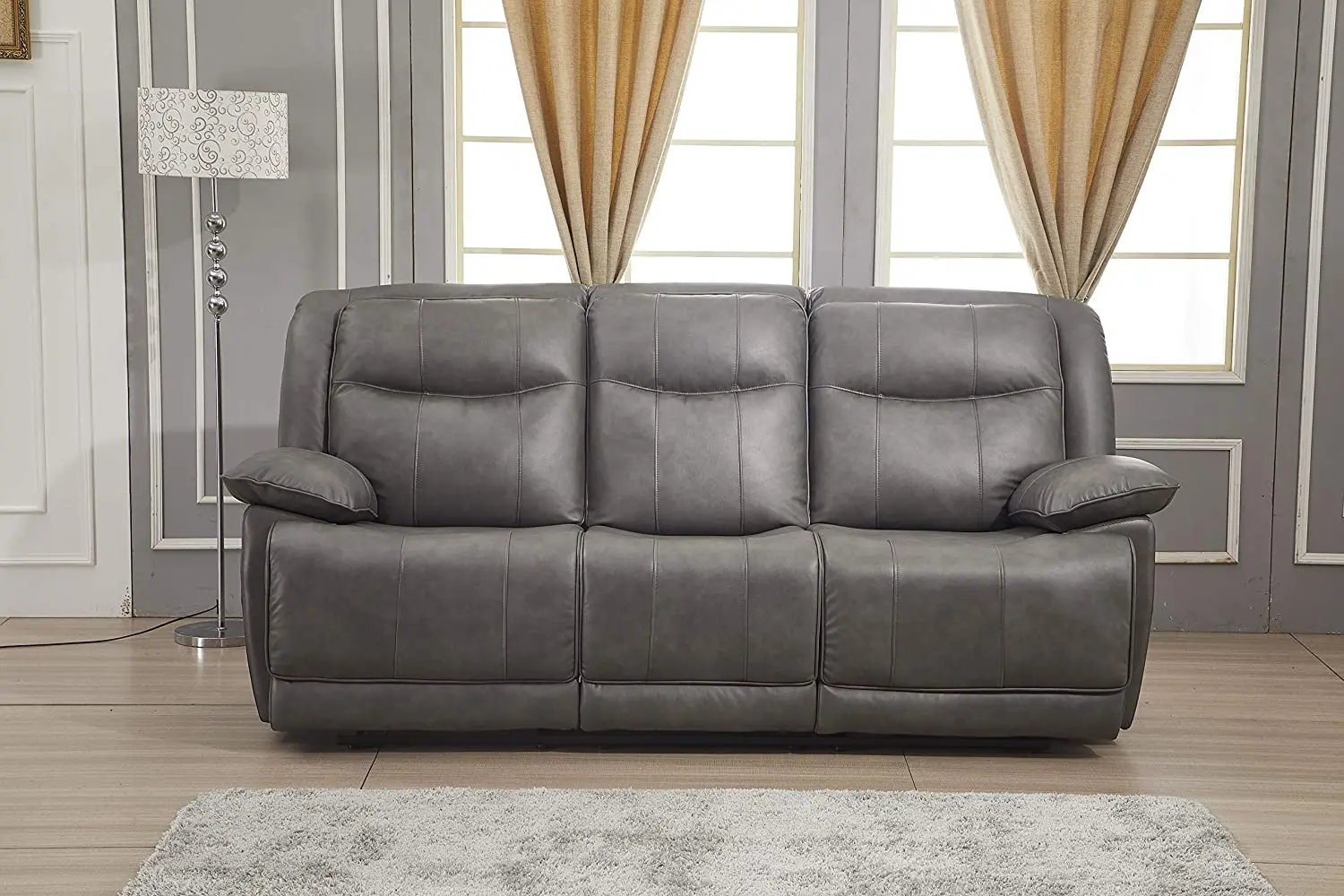 Sans Modern 3 2 1 Glider Manual Pu Leather Reclinable Sofa For Living Room