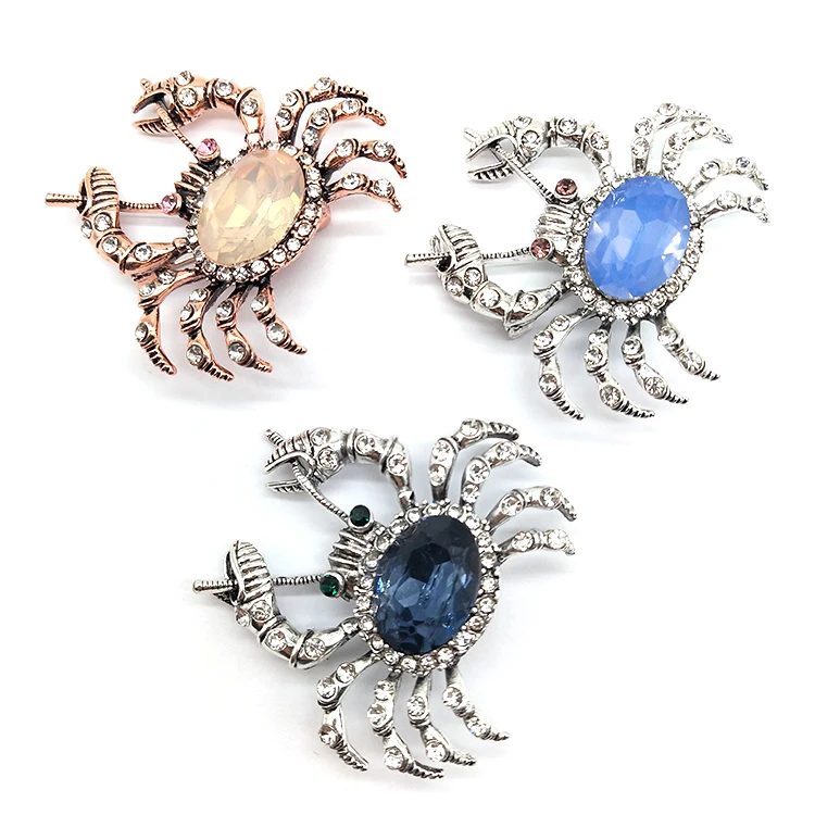 Wholesale Cute Cartoon Crab Crystal Rhinestone Animal Brooch Pins For Women Jewelry Accessories,Custom Brooch