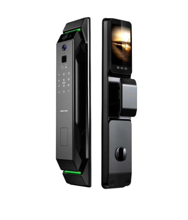 Tuya Wi-Fi Smart Door Lock 3D Face Fingerprint Recognition Automatic Home Security Camera Remote Video Call Wood Steel Key Cloud