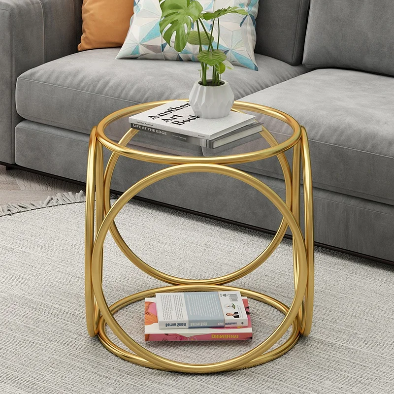 Modern Luxury Marble Glass Side Tables With Metal Frame For Living Room Tea Table Coffee Tabld