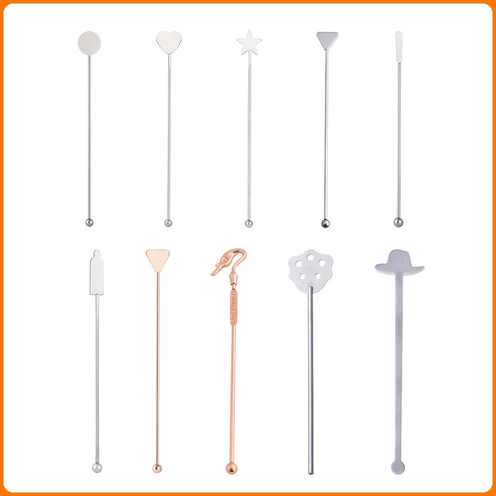 7 Inch Drink Stirrer  Black Coffee Stir Sticks with Round Sign Swizzle Sticks for Cocktails Coffee Chocolate Milk Juices