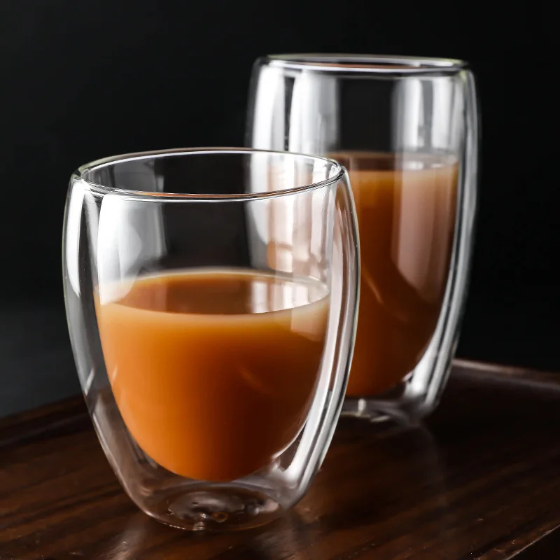 2024 Wholesale glassware heat resistant coffee glass mugs double wall glass cup clear glass mug without handle