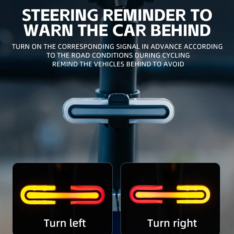 ROCKBROS Bicycle Steering Taillights Smart Remote Control Bicycle Turn Signal Light Bike Tail Light with Turn Signal