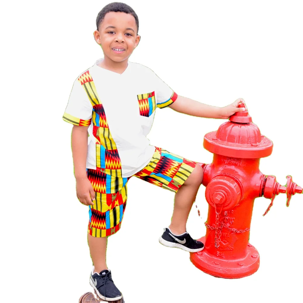 2022 Summer African print style Kids Clothes Kids Ankara Two Piece Set Casual Wear